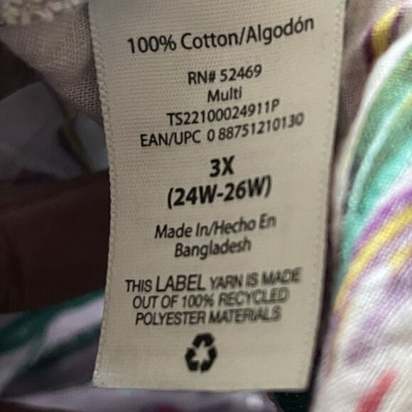 3X (24W-26W) Terra & Sky Woman's Plus Size Short Sleeve Peasant Top Lilac Ruffle - Picture 11 of 11